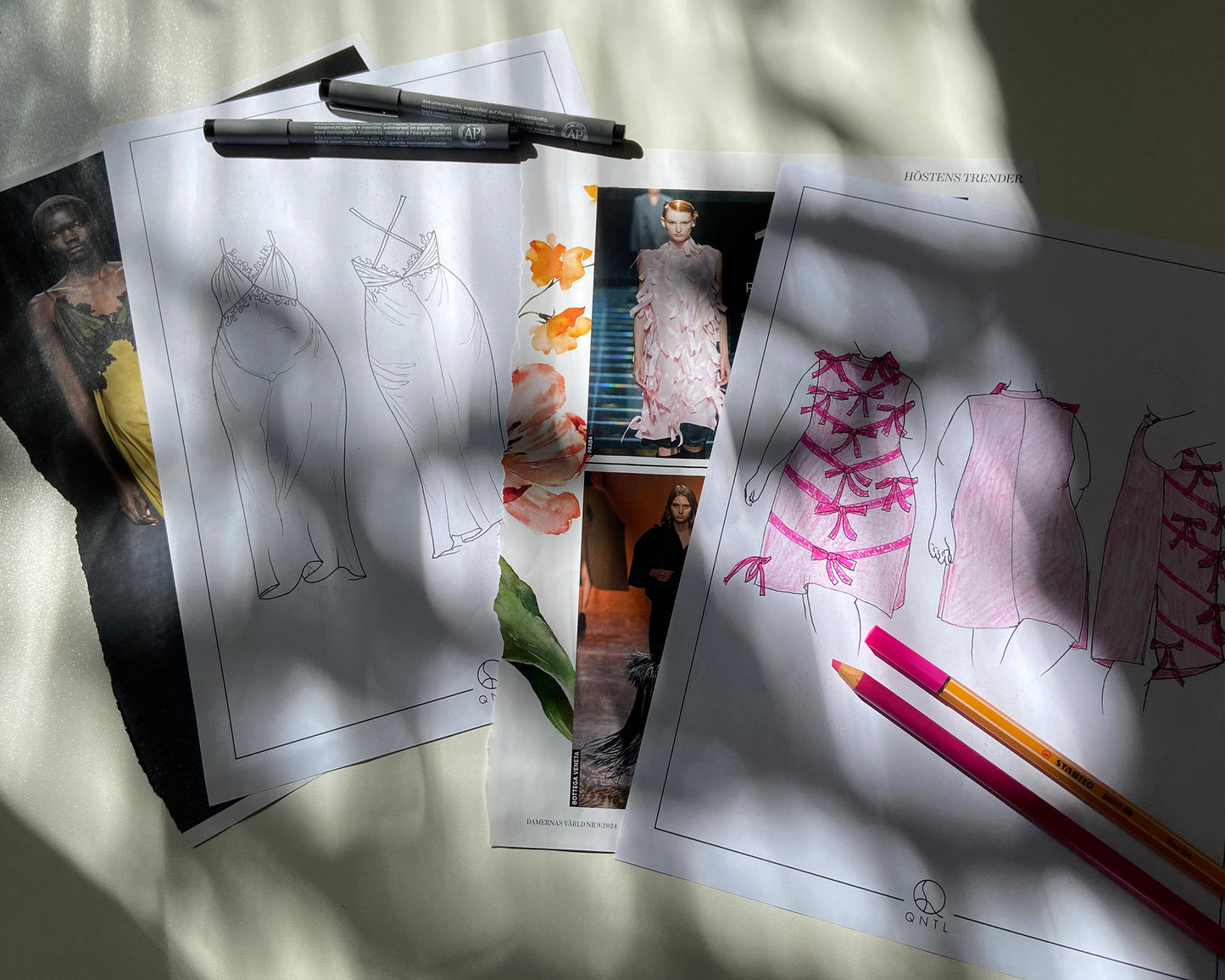 Picture showing two examples of using croquies to draw a garment on a curvy model to see how it would look. Does it look good on your shilouette, or do you need to make some adjustments before starting your sewing project?