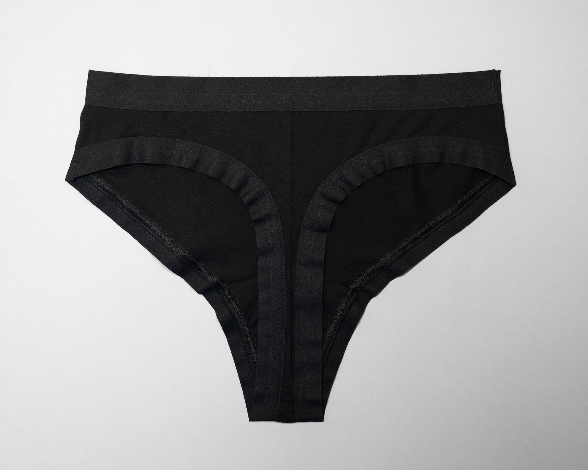 Full back view of The Bamboo Thong, with the plain elastic in the leg opening.